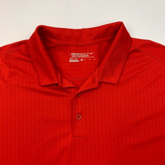 Nike Golf Shirt Men XL Extra Large Red Tour Performance Moisture Wicking Polo - Picture 5 of 12